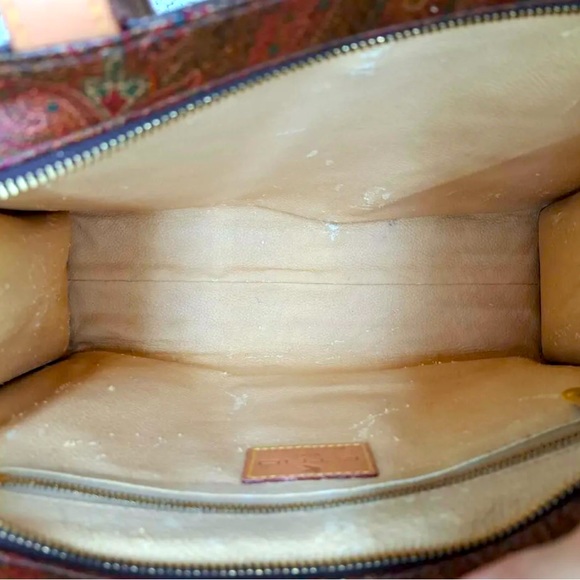 ETRO Tote shoulder bag Paisley pattern PVC leather Gold charm with storage bag - Picture 9 of 9